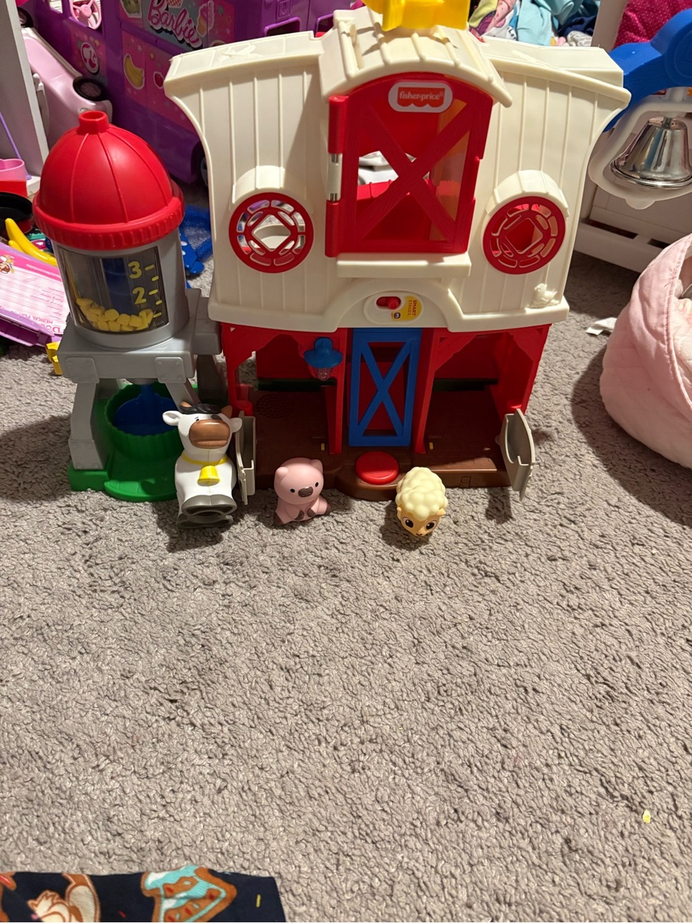 Fisher-Price Red, White & Blue Barn Playset with Farm Animal Figures